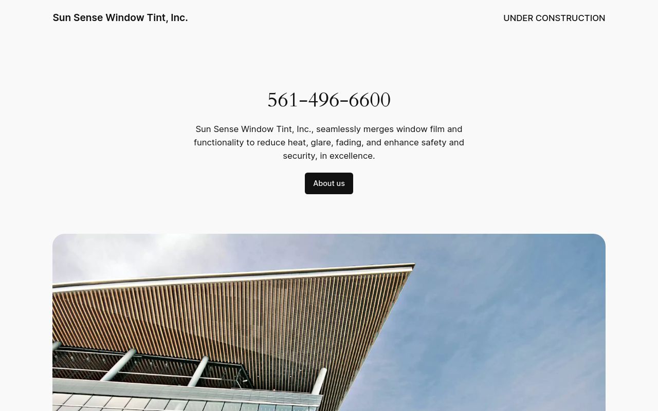 Homepage of Sun Sense Window Tint Inc's website