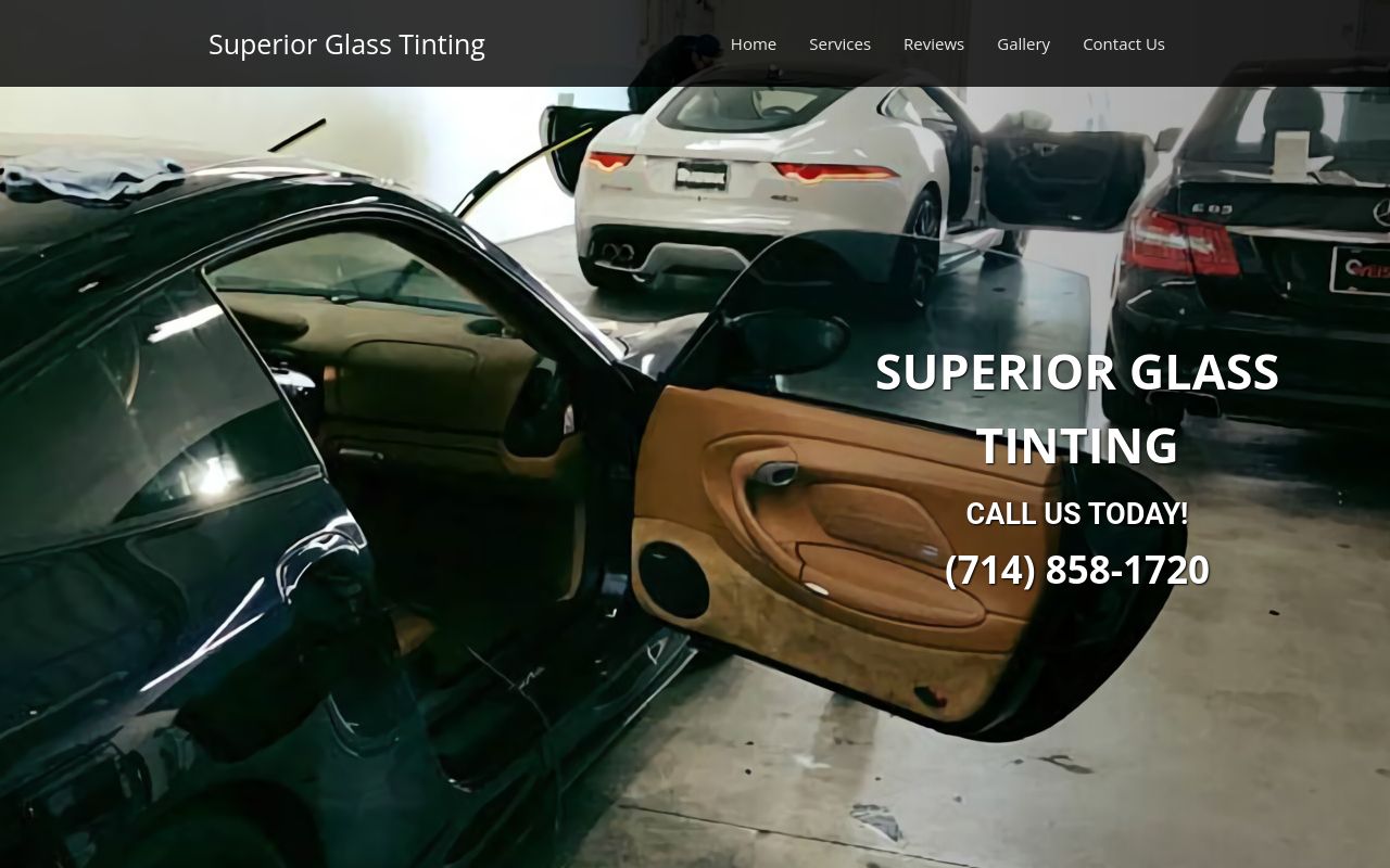 Homepage of Superior Glass Tinting's website