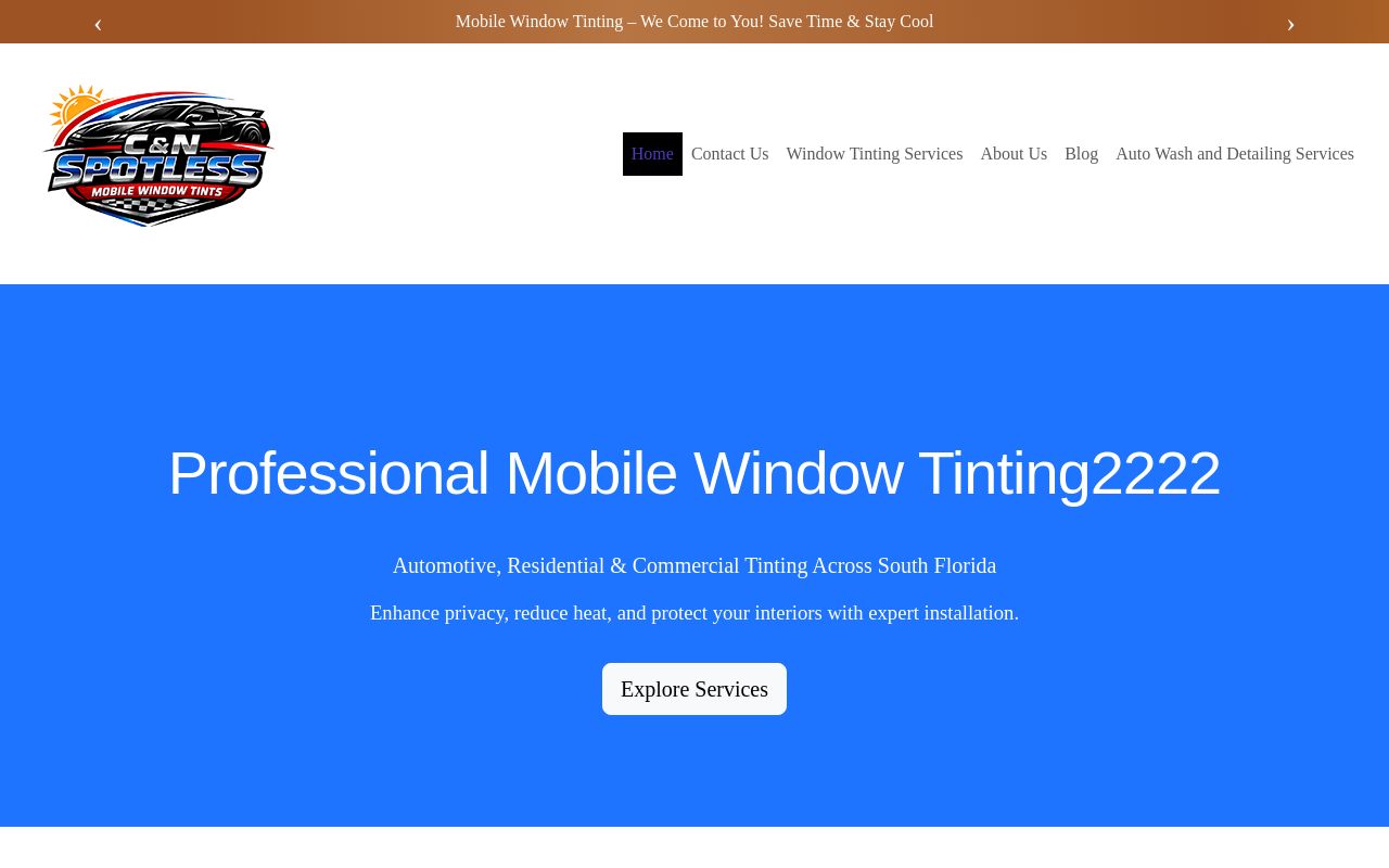 Homepage of C & n mobile spotless window tints.'s website