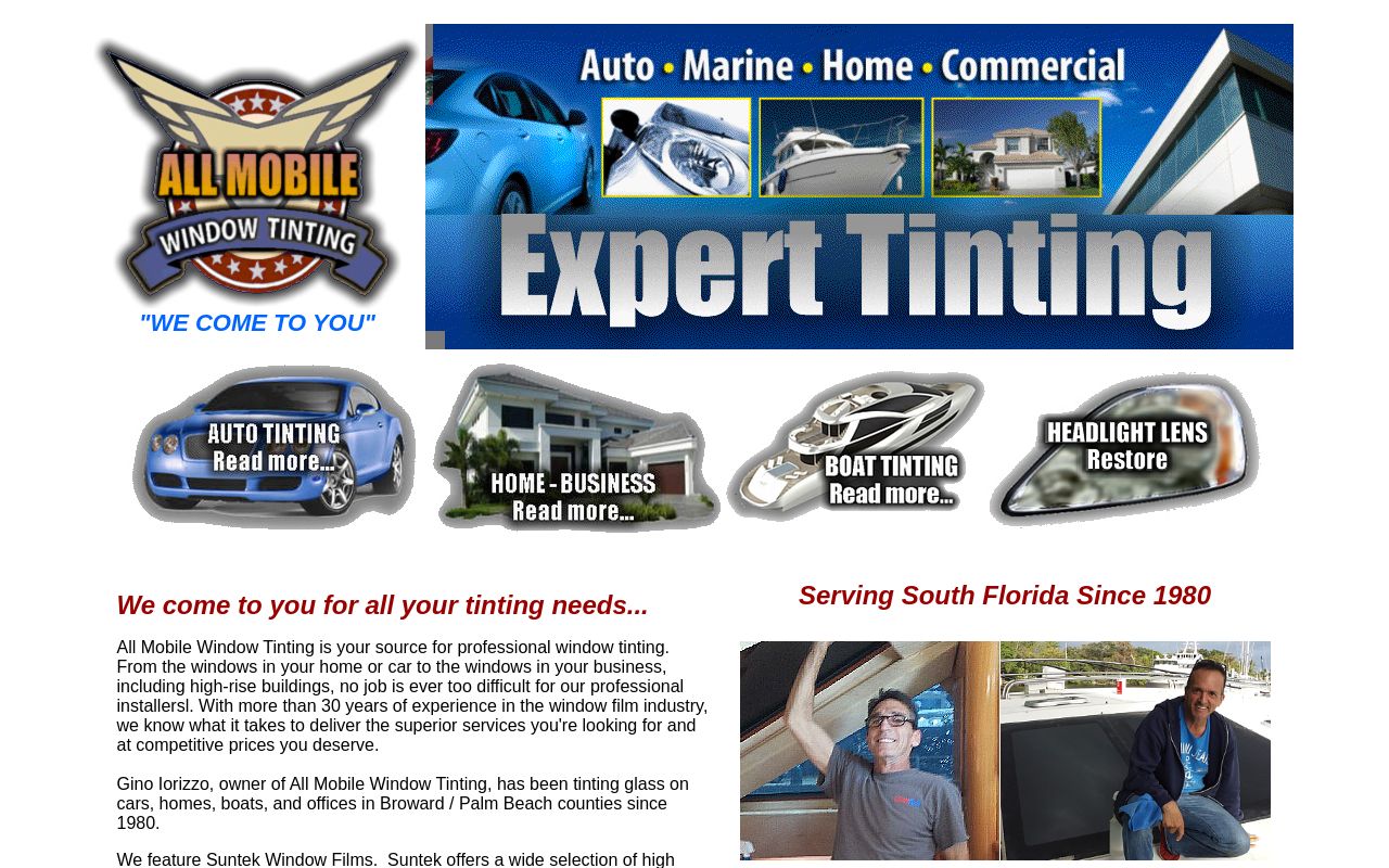 Homepage of All Mobile Window Tinting's website