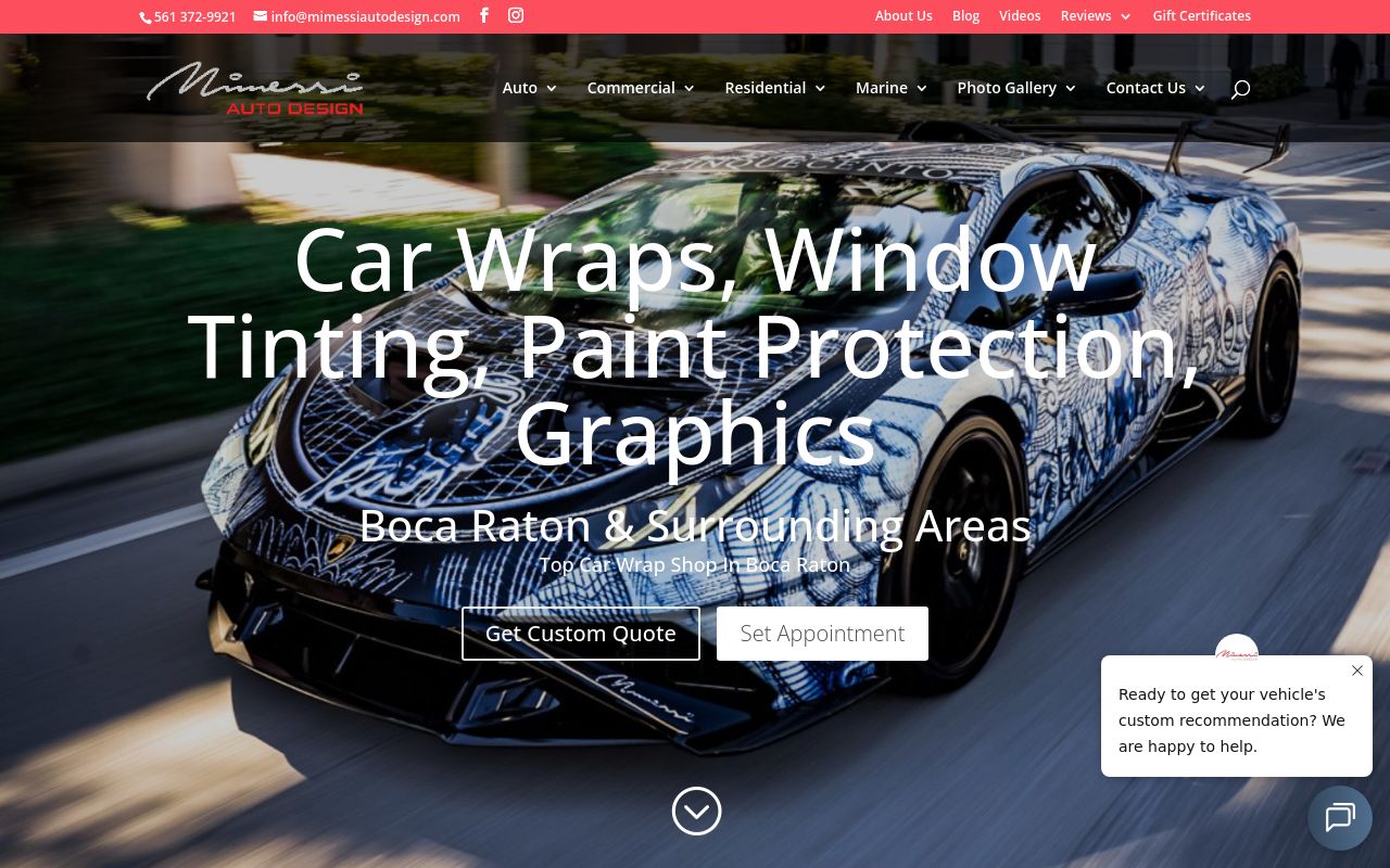 Homepage of Mimessi Auto Design's website