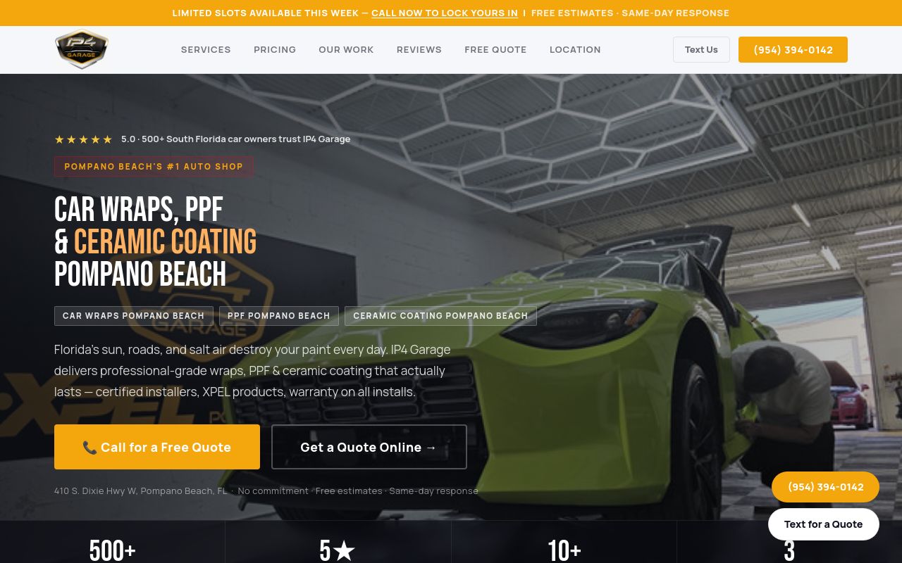 Homepage of IP4Garage | car wraps & Ppf's website