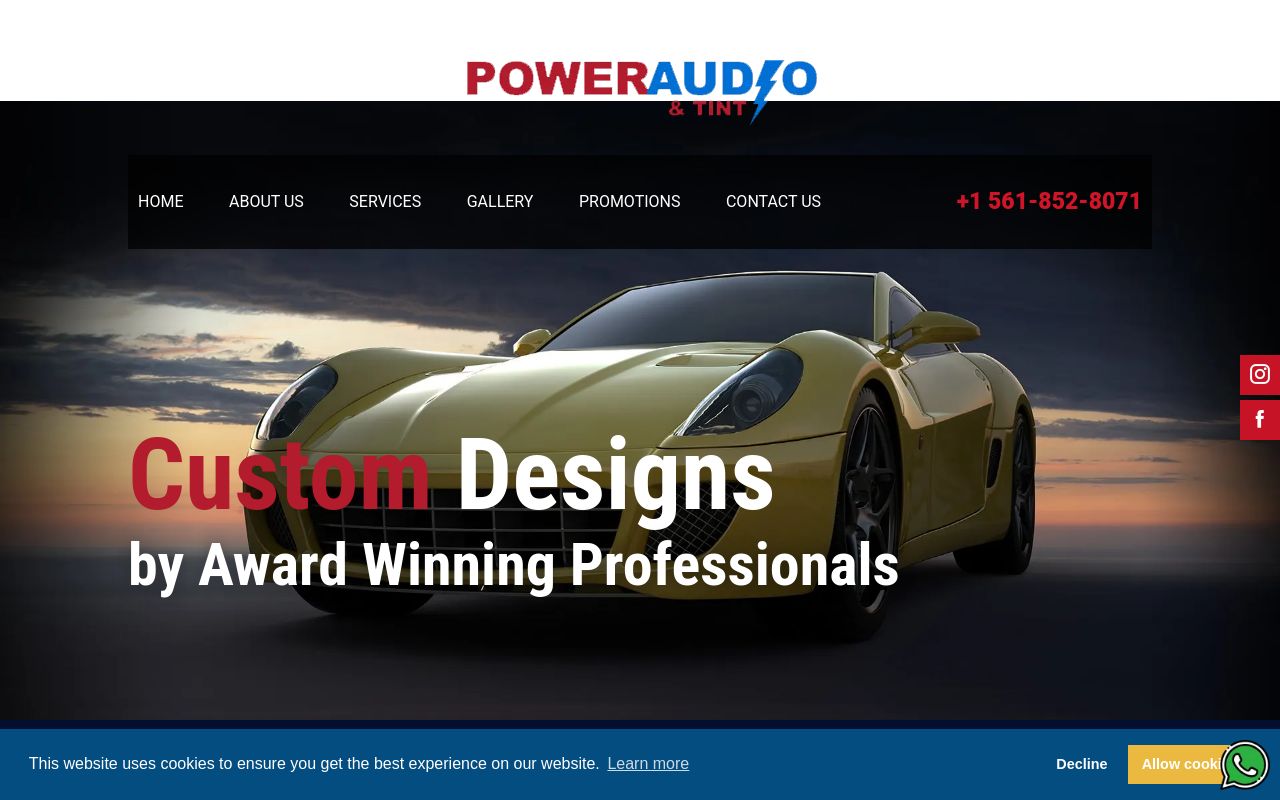 Homepage of Power Audio And Tint's website