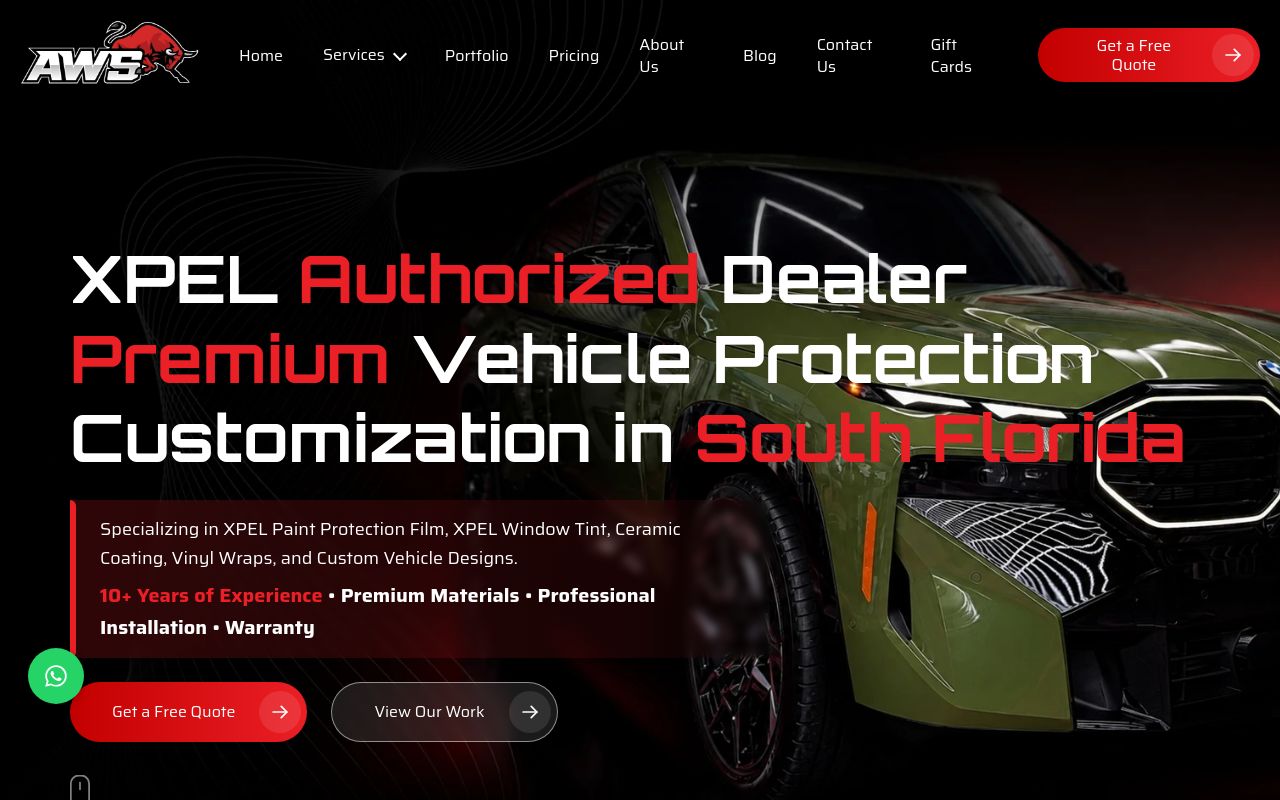 Homepage of AWS Wrap's website