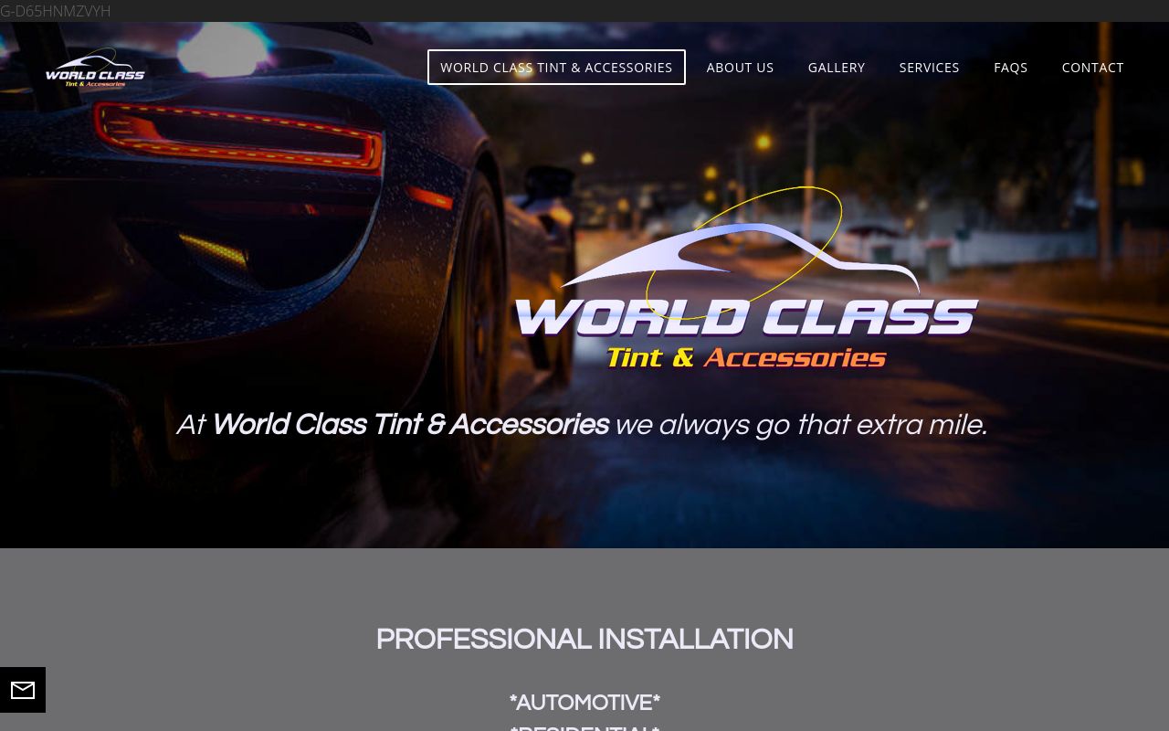 Homepage of World Class Tint & Accessories's website