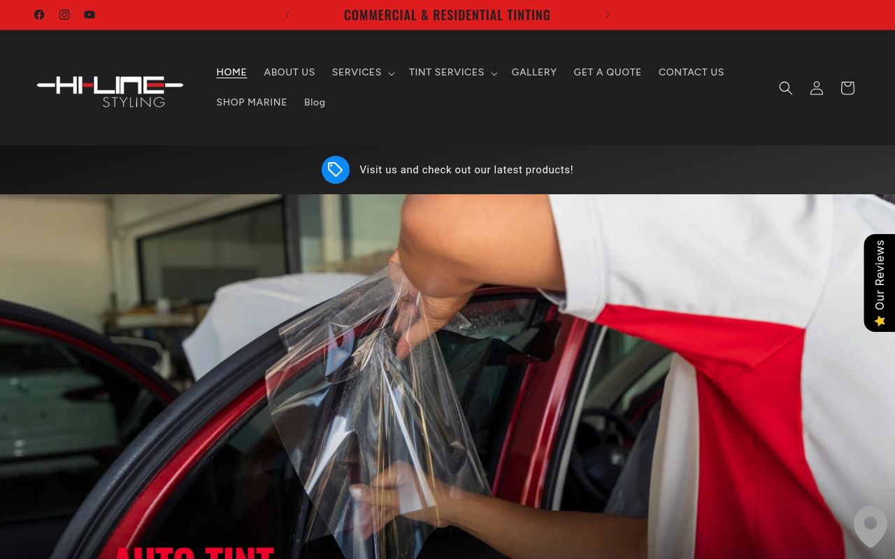 Homepage of Hi-Line Styling | 3M Pro Shop | JL Audio Dealer | Compustar Alarms | Marine Audio's website