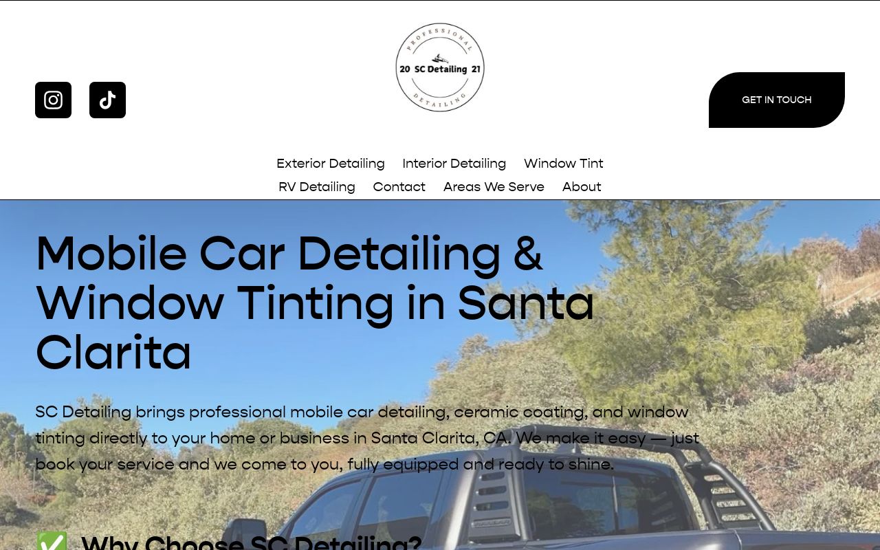 Homepage of SC Detailing- Auto Detailing, Ceramic Coatings's website