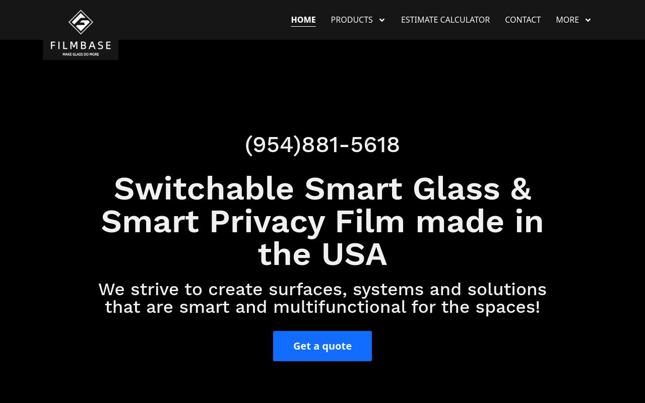 Homepage of Filmbase USA's website