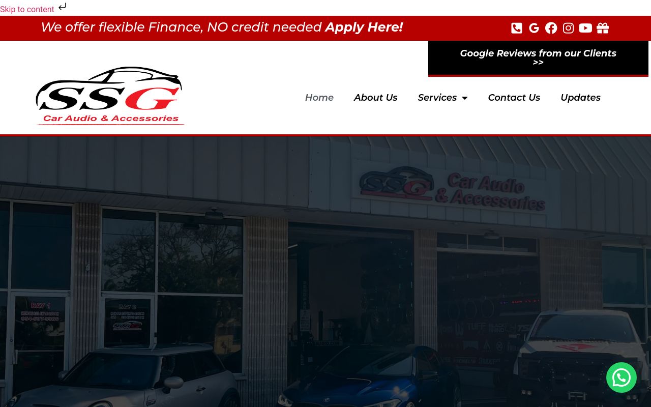 Homepage of SSG Car Audio & Accessories's website