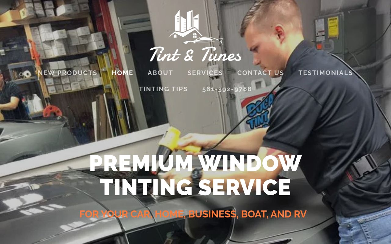 Homepage of Tint & Tunes's website