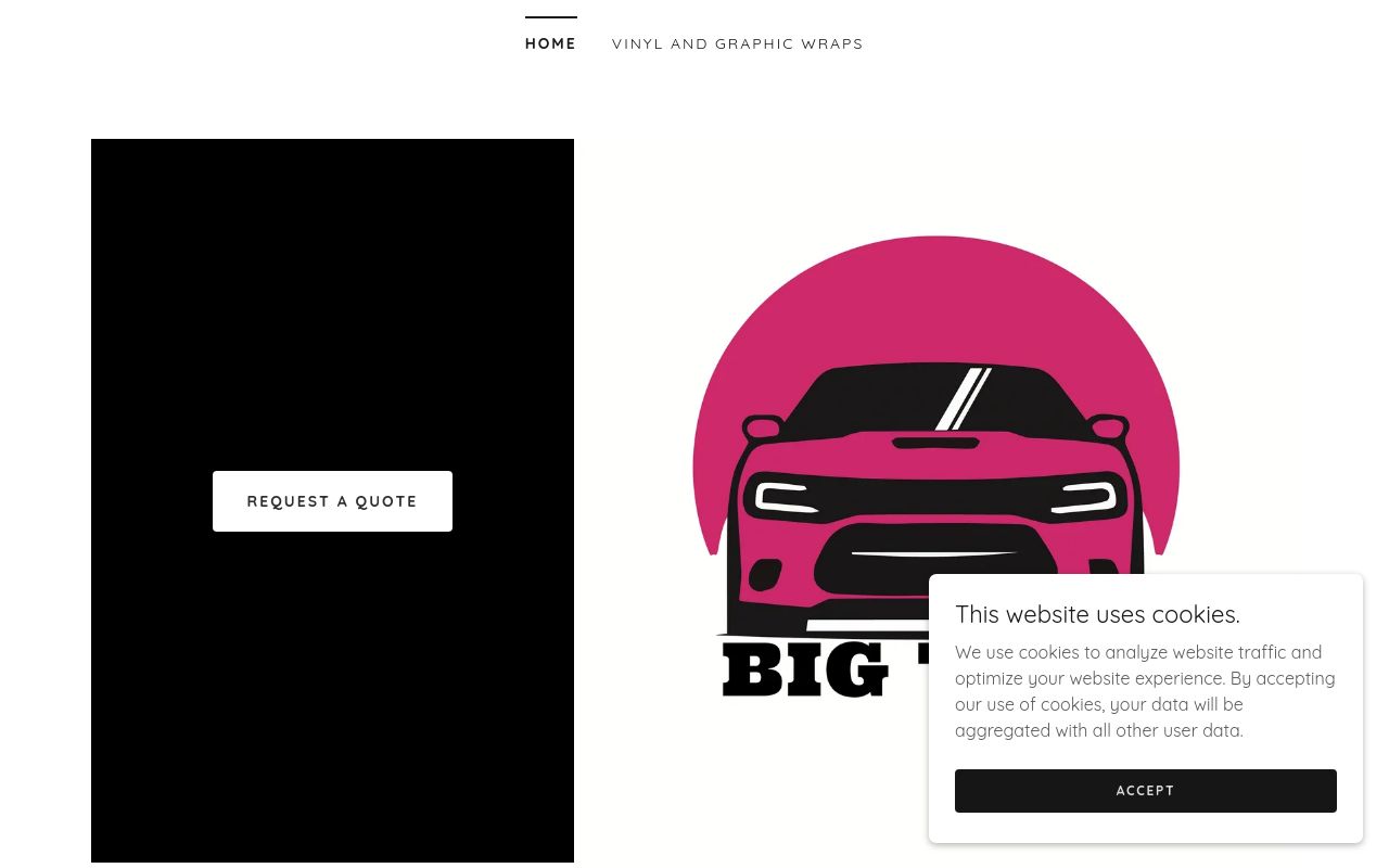 Homepage of BIG TINT LLC's website