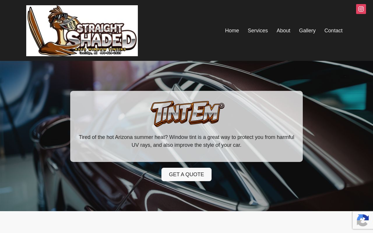 Homepage of Straight Shaded's website