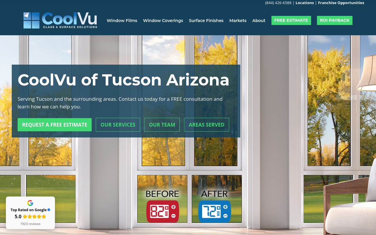 Homepage of CoolVu - Commercial & Home Window TInt's website