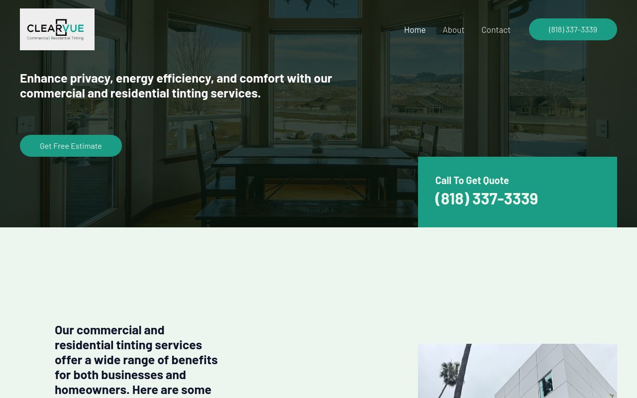 Homepage of Clearvue's website