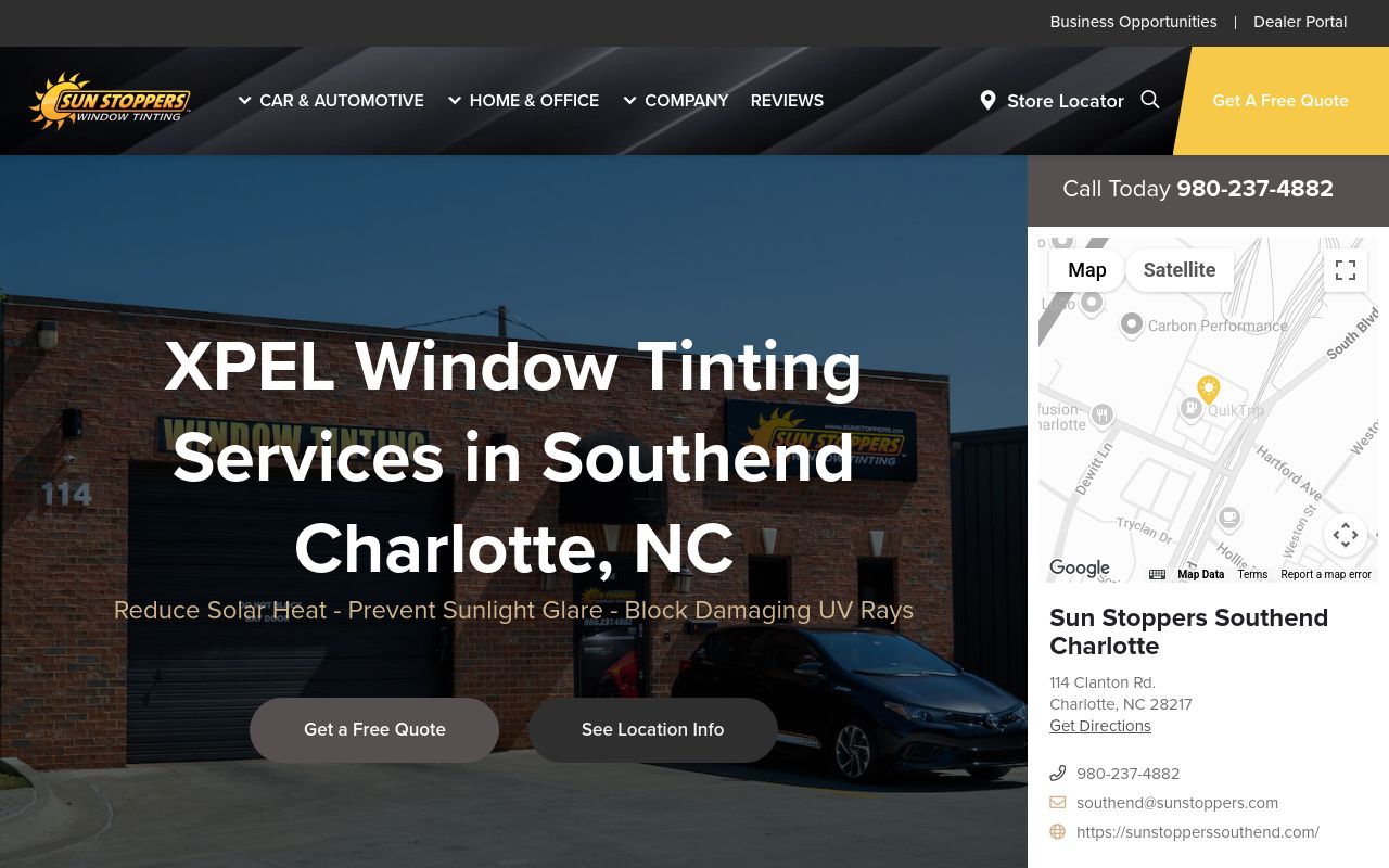 Homepage of Sun Stoppers Southend's website