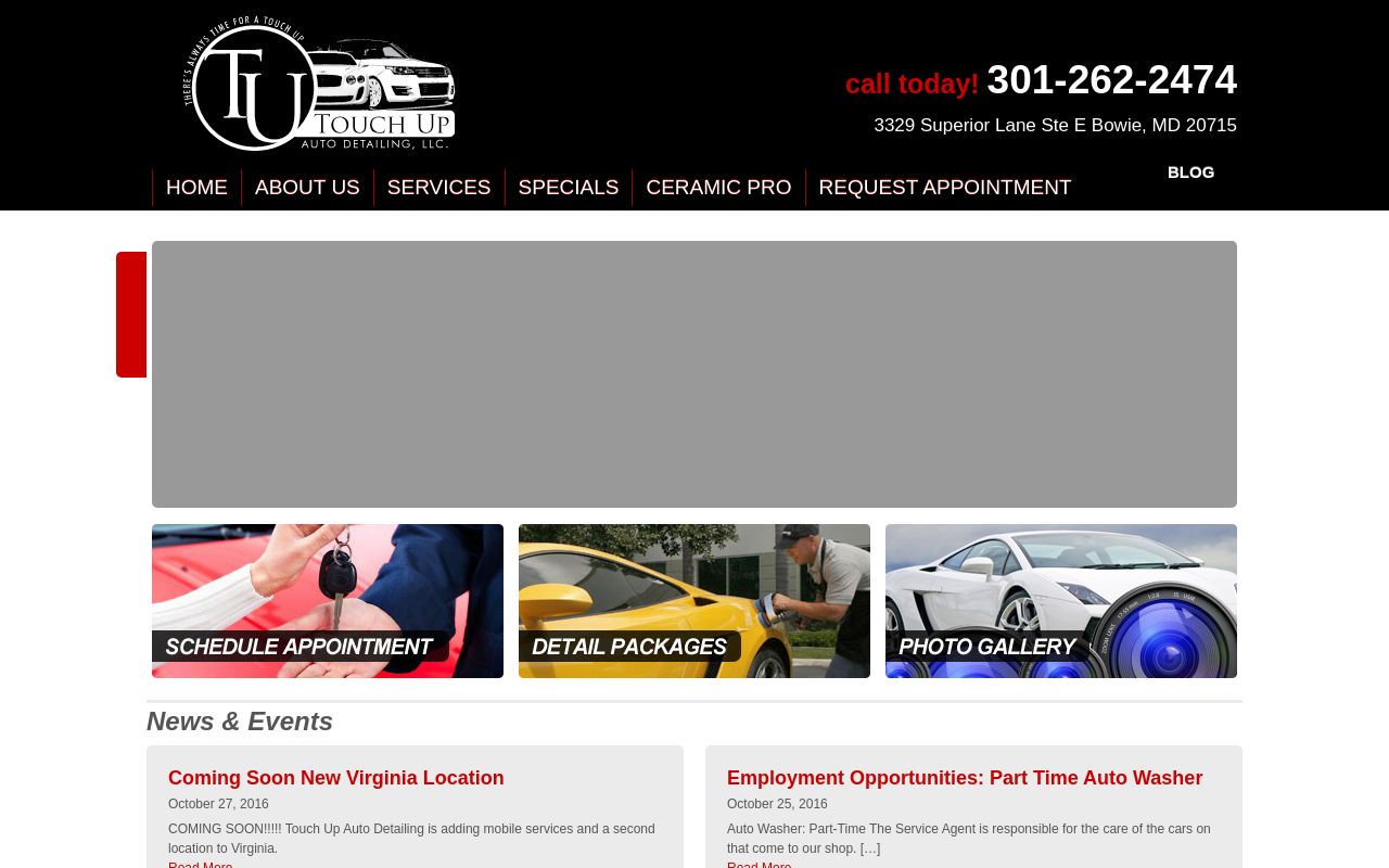 Homepage of Bowie Window Tinting's website
