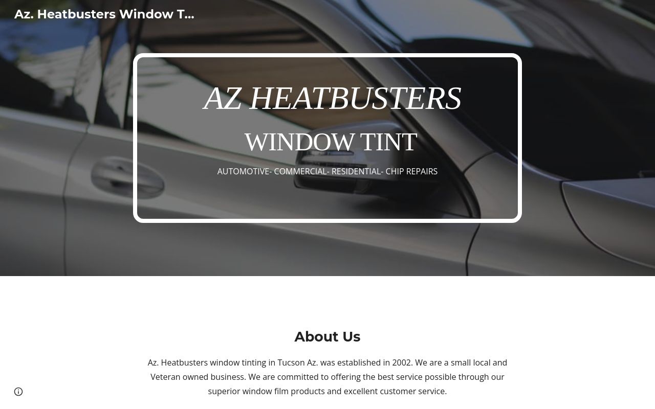 Homepage of AZ Heat Busters Window Tinting's website