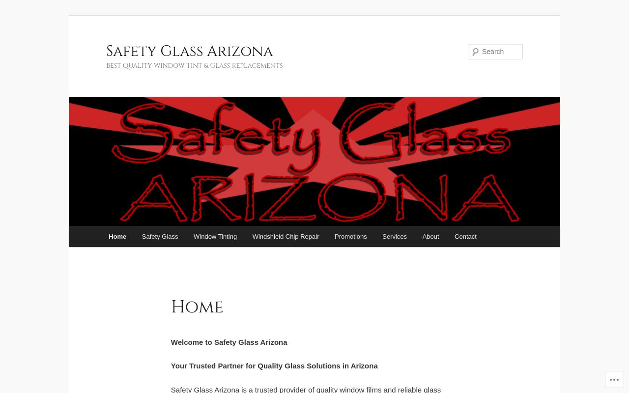 Homepage of Safety Glass's website