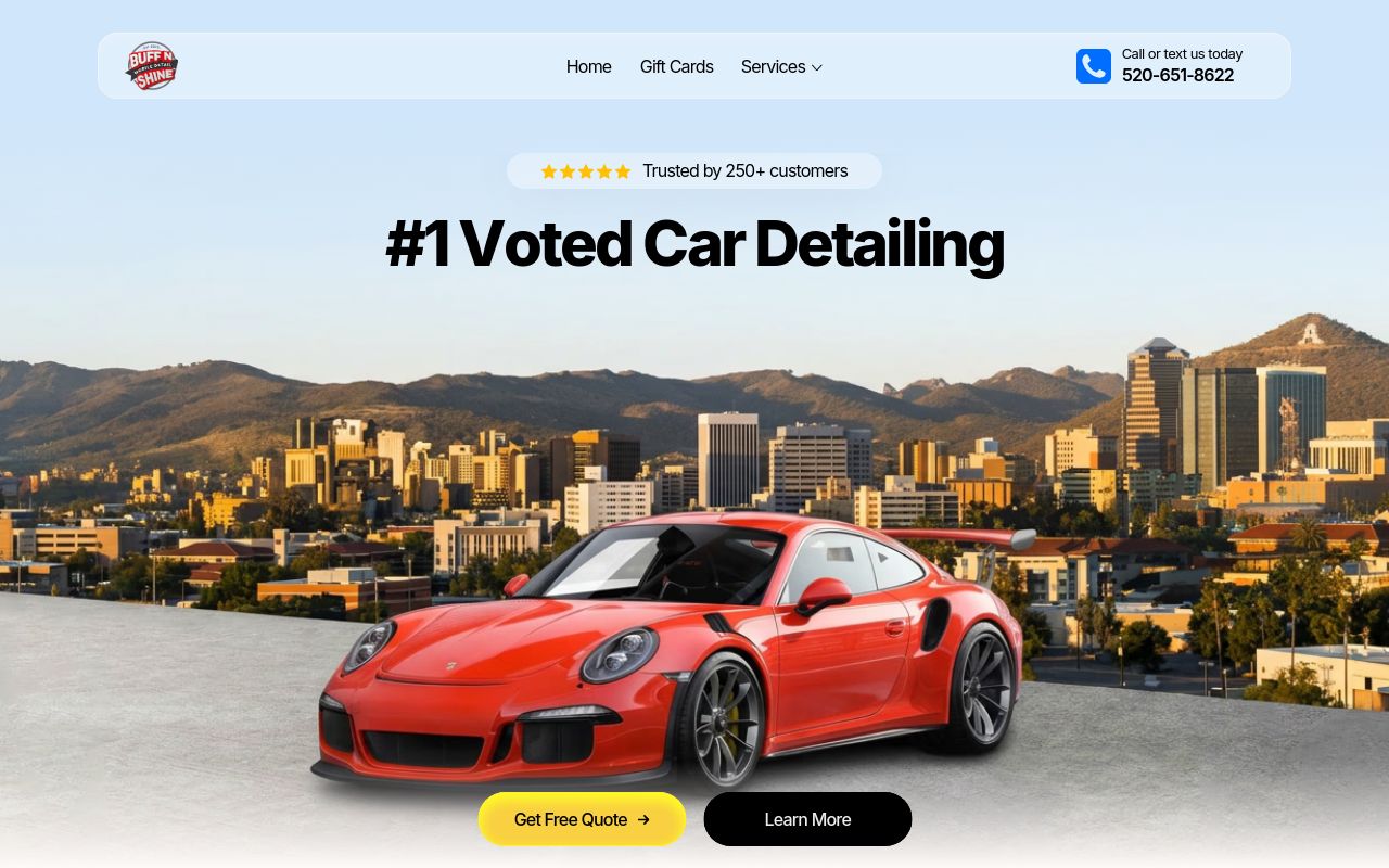 Homepage of Buff N Shine Mobile Detail's website