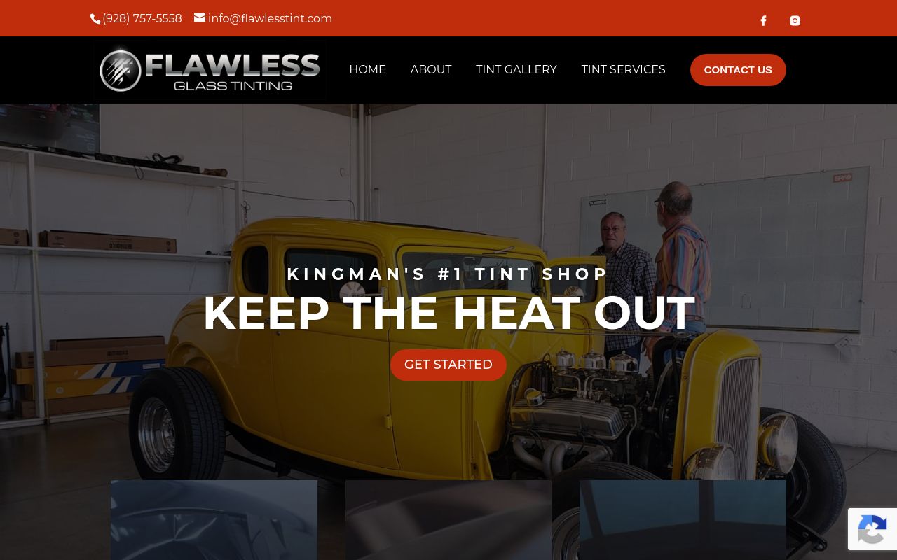 Homepage of Flawless Glass Tinting's website