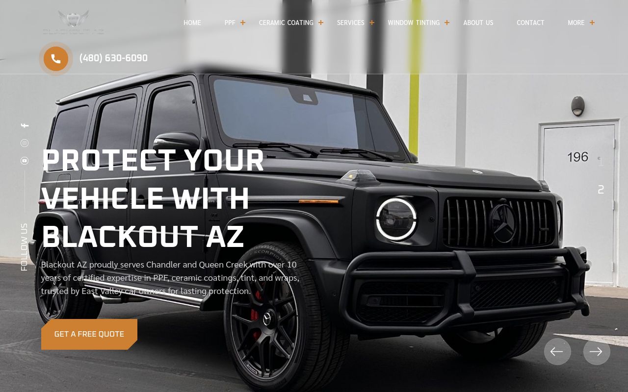 Homepage of Blackout AZ - Chandler's website