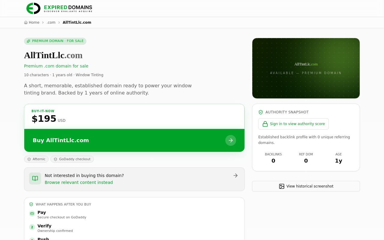 Homepage of ALLTINTLLC's website
