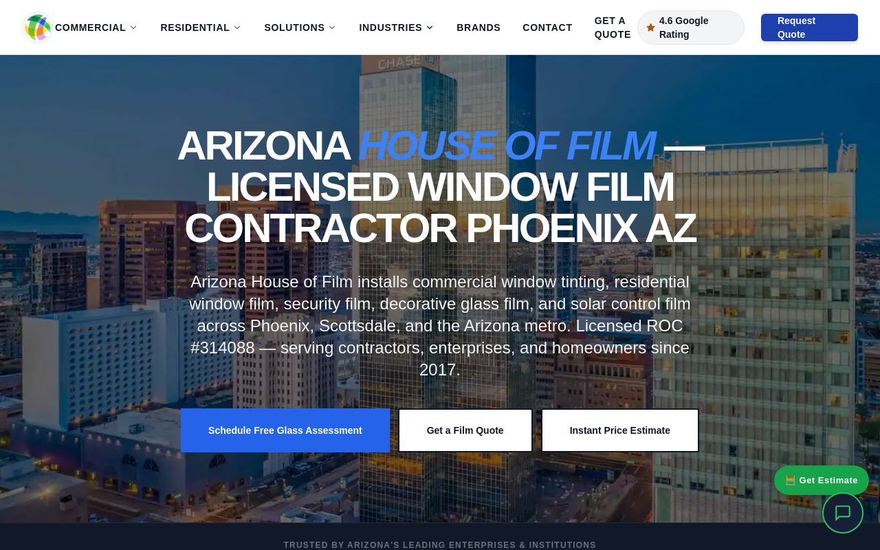 Homepage of Arizona House of Film's website