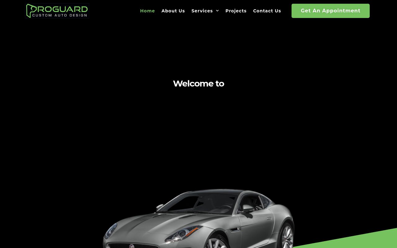 Homepage of Proguard Auto's website