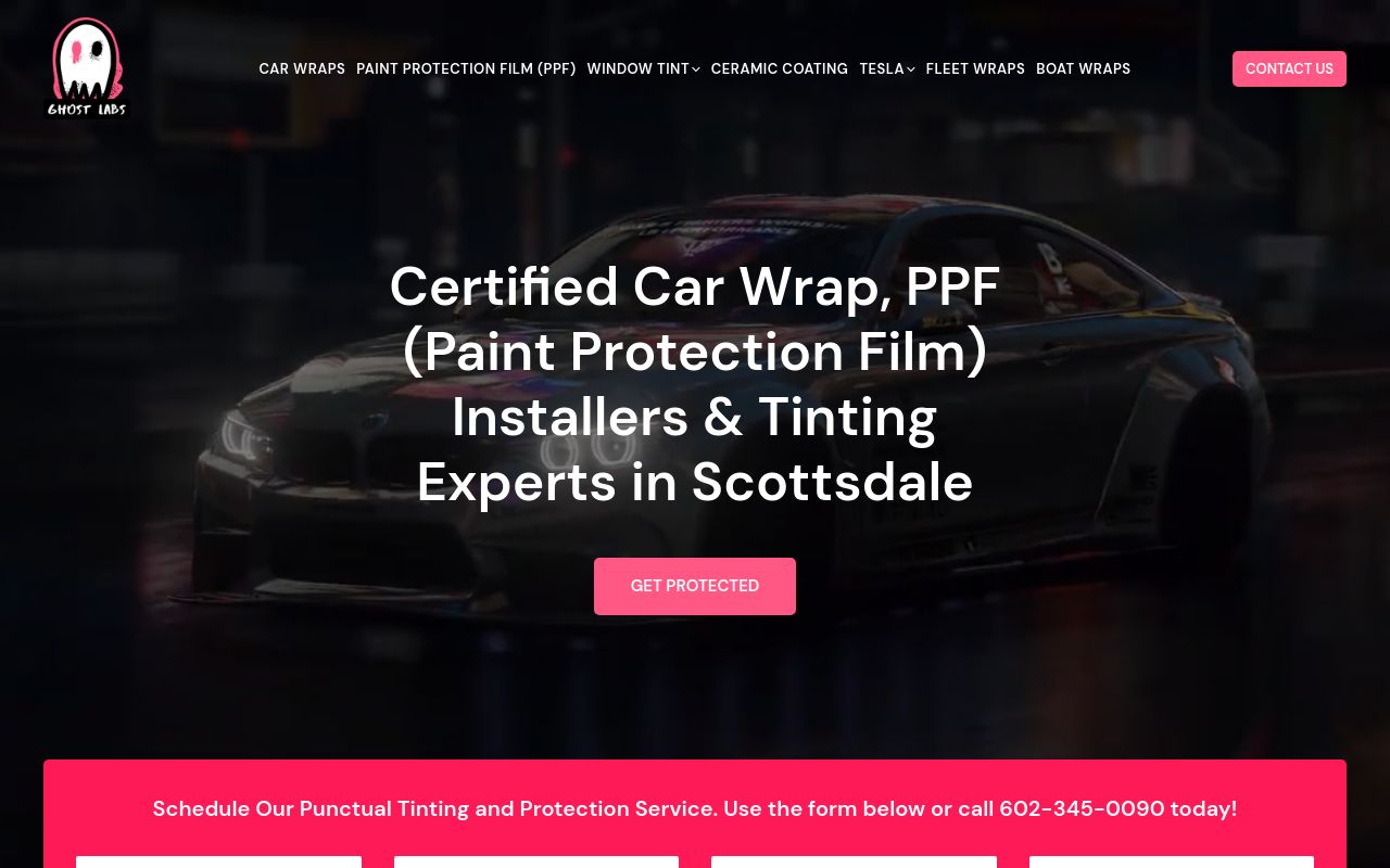 Homepage of Ghost Labs's website