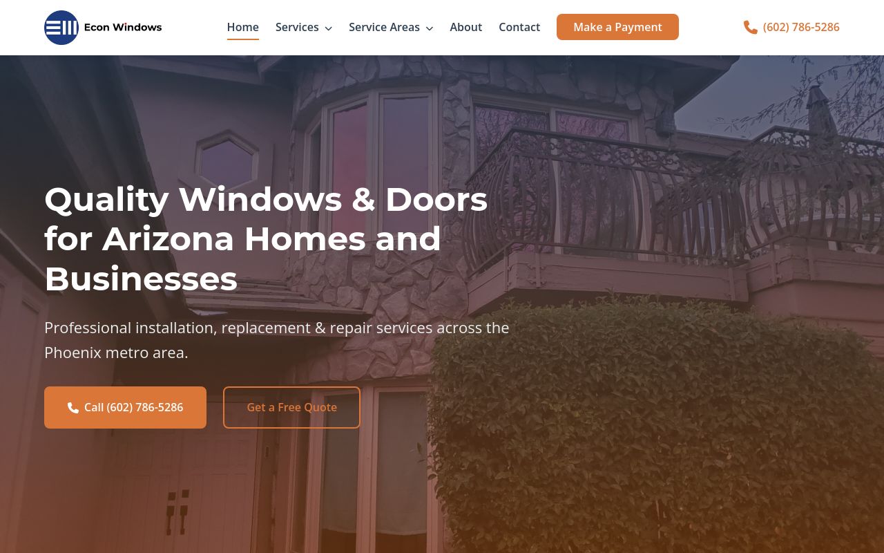 Homepage of Econ Windows's website