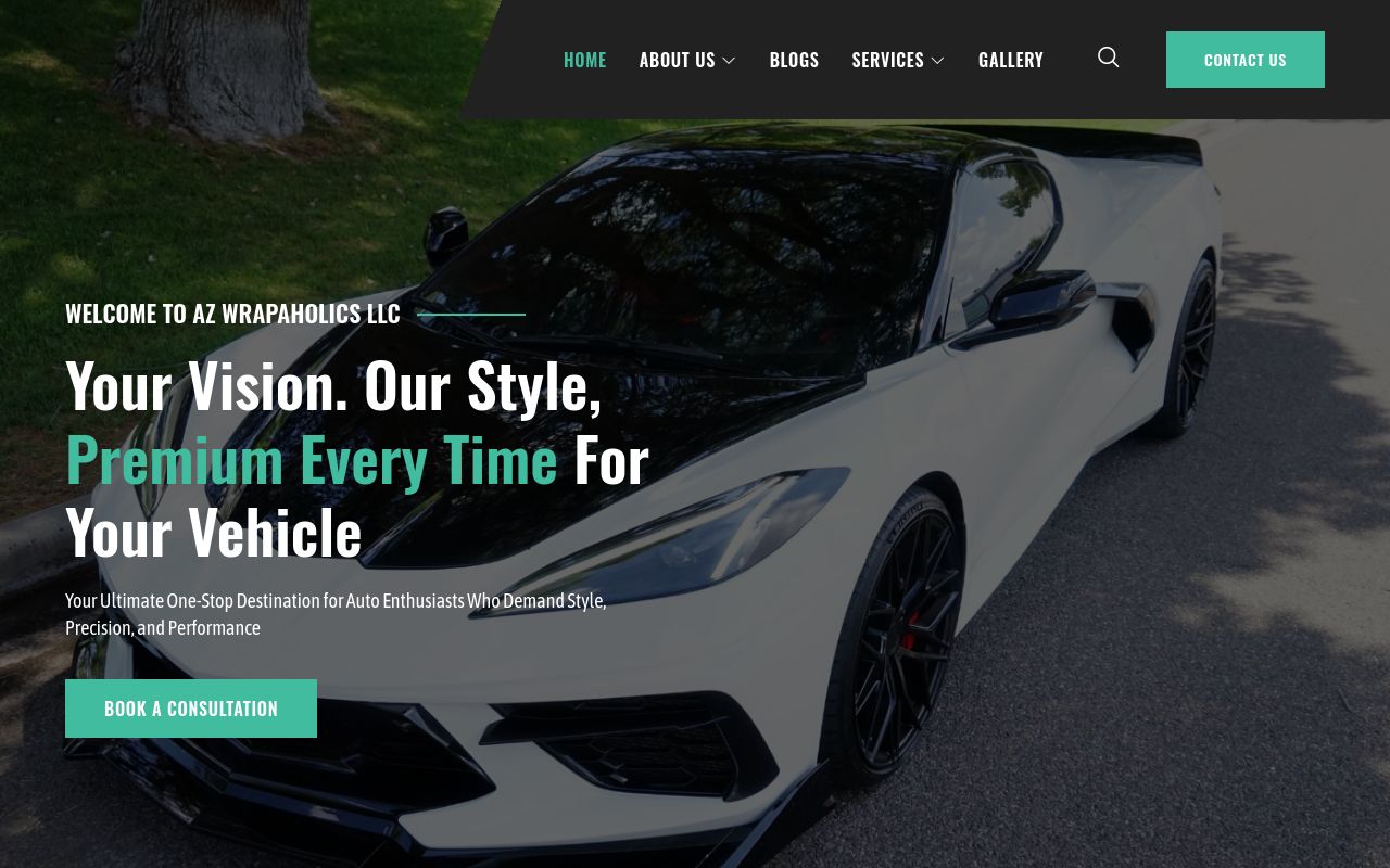 Homepage of AZ WRAPAHOLICS LLC's website