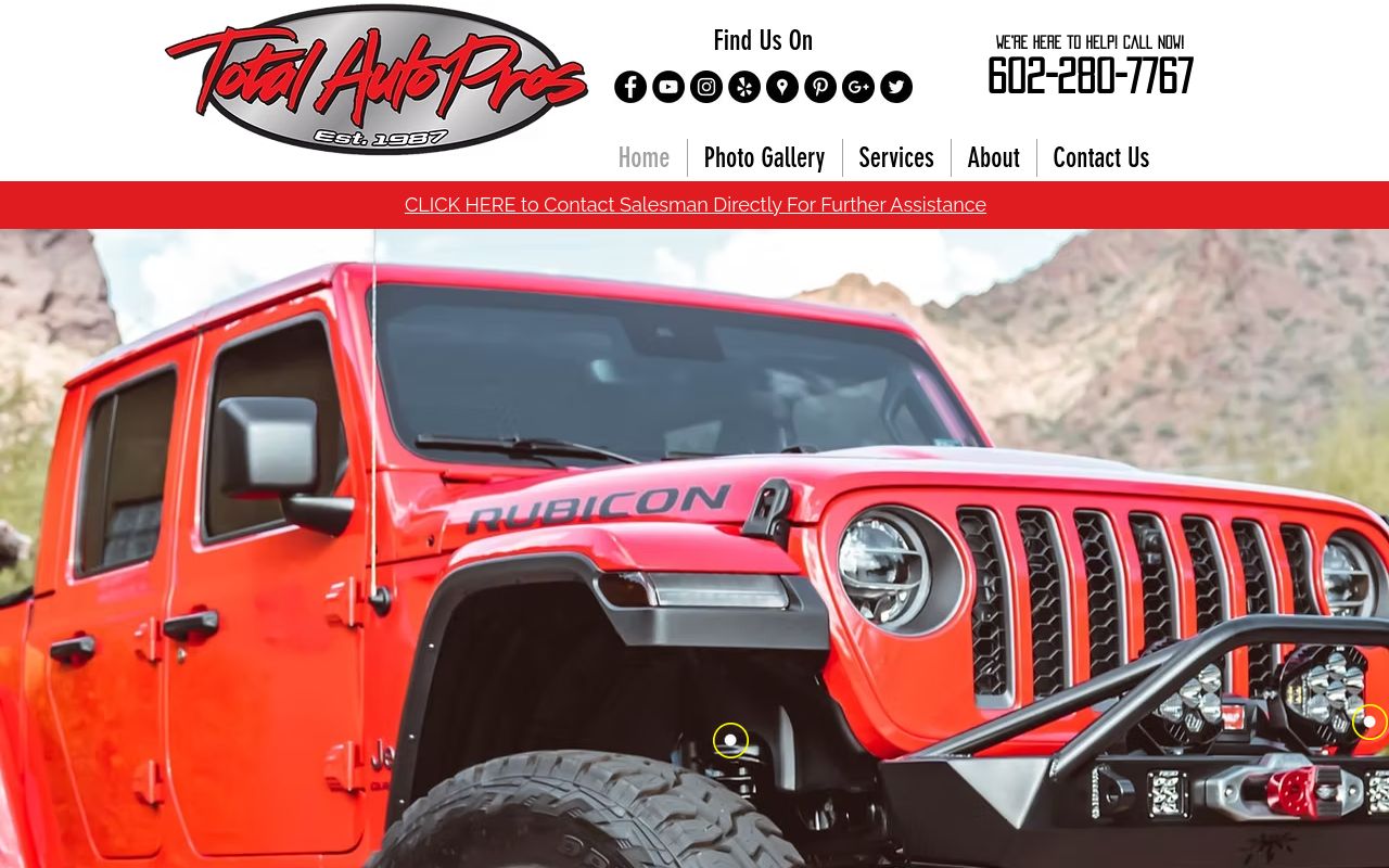 Homepage of Total Auto Pros's website