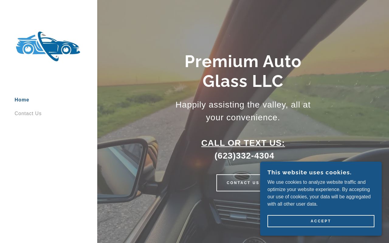 Homepage of Premium Auto Glass LLC's website