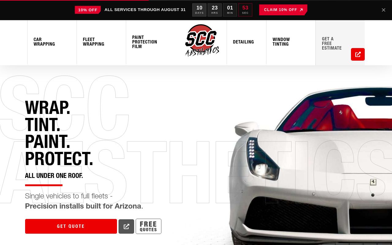 Homepage of Scc Aesthetics's website