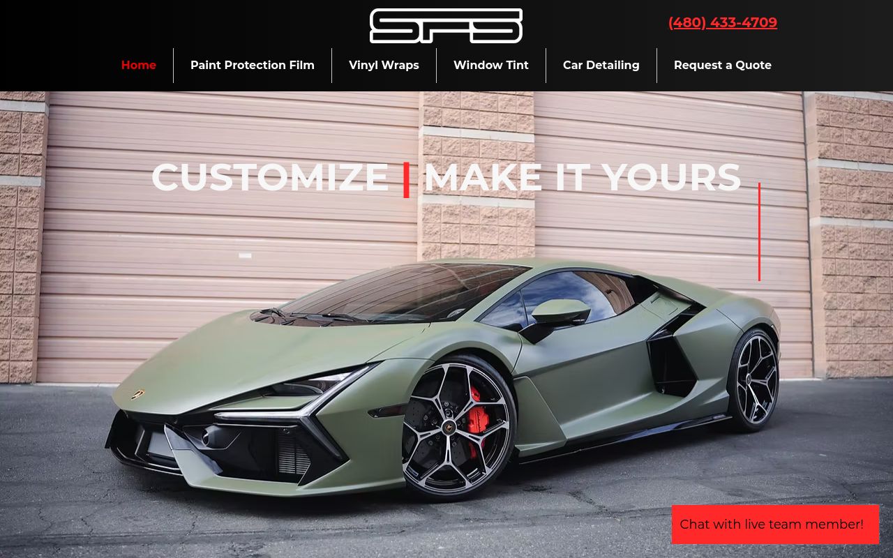 Homepage of Scottsdale Auto Film Specialists's website