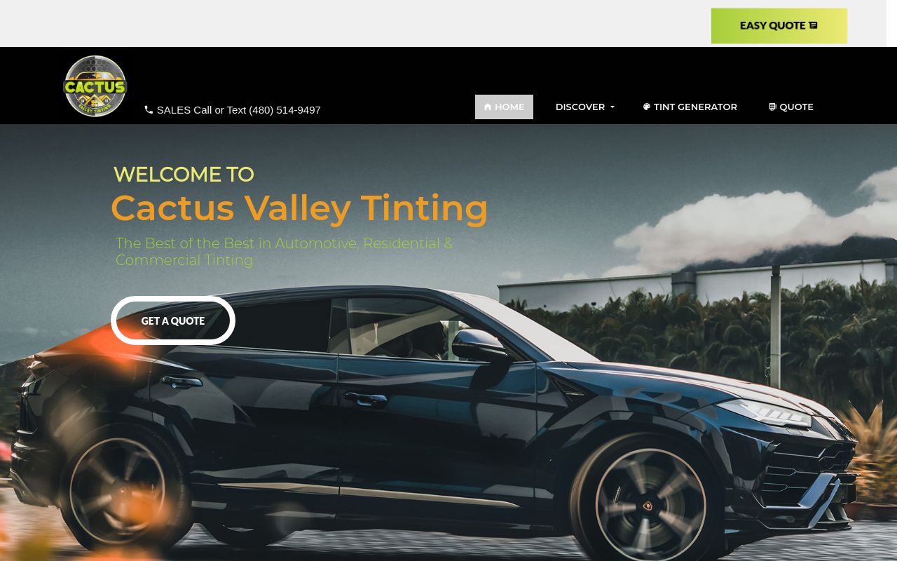 Homepage of Cactus Valley Tinting LLC's website