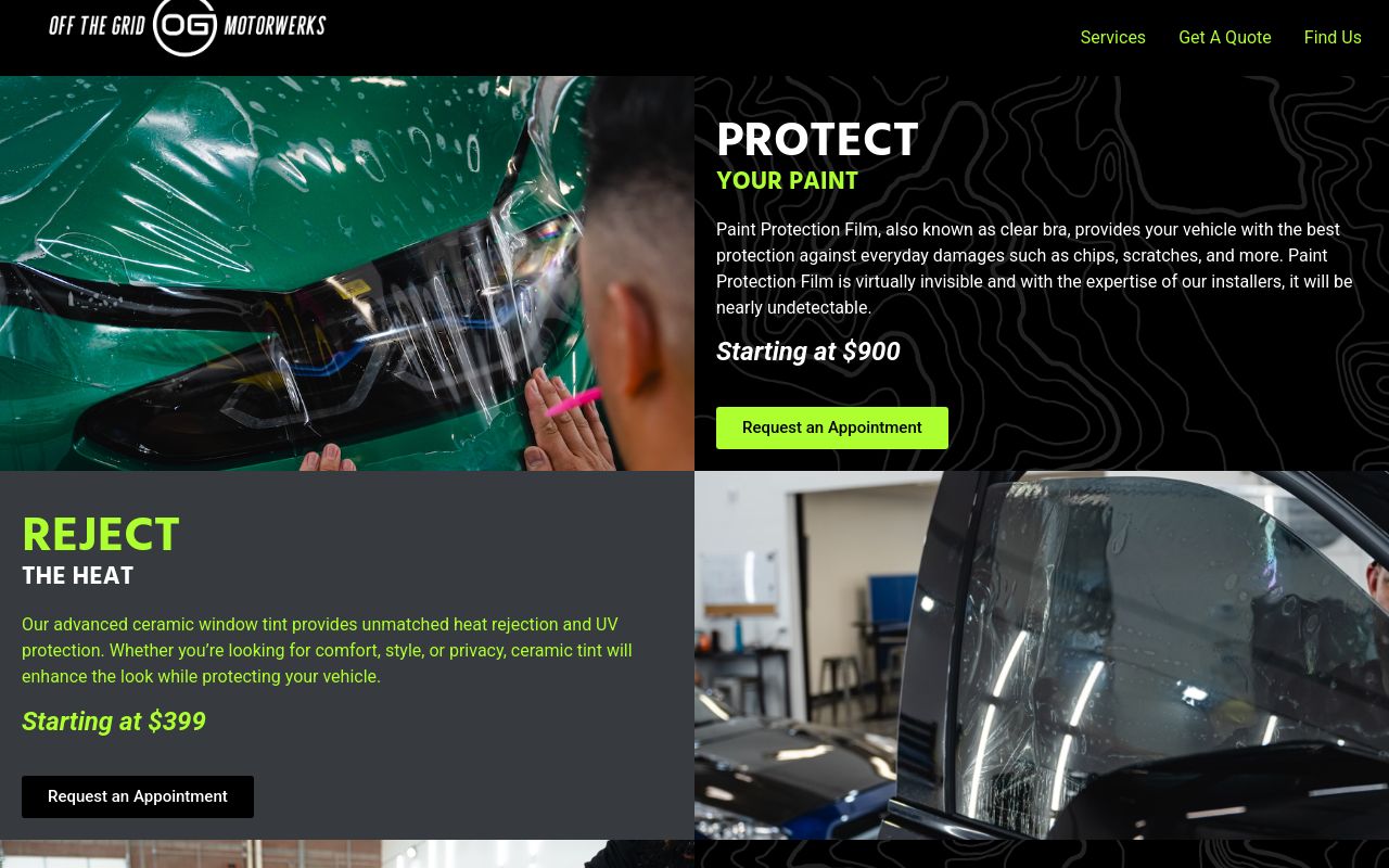 Homepage of OG Motorwerks's website