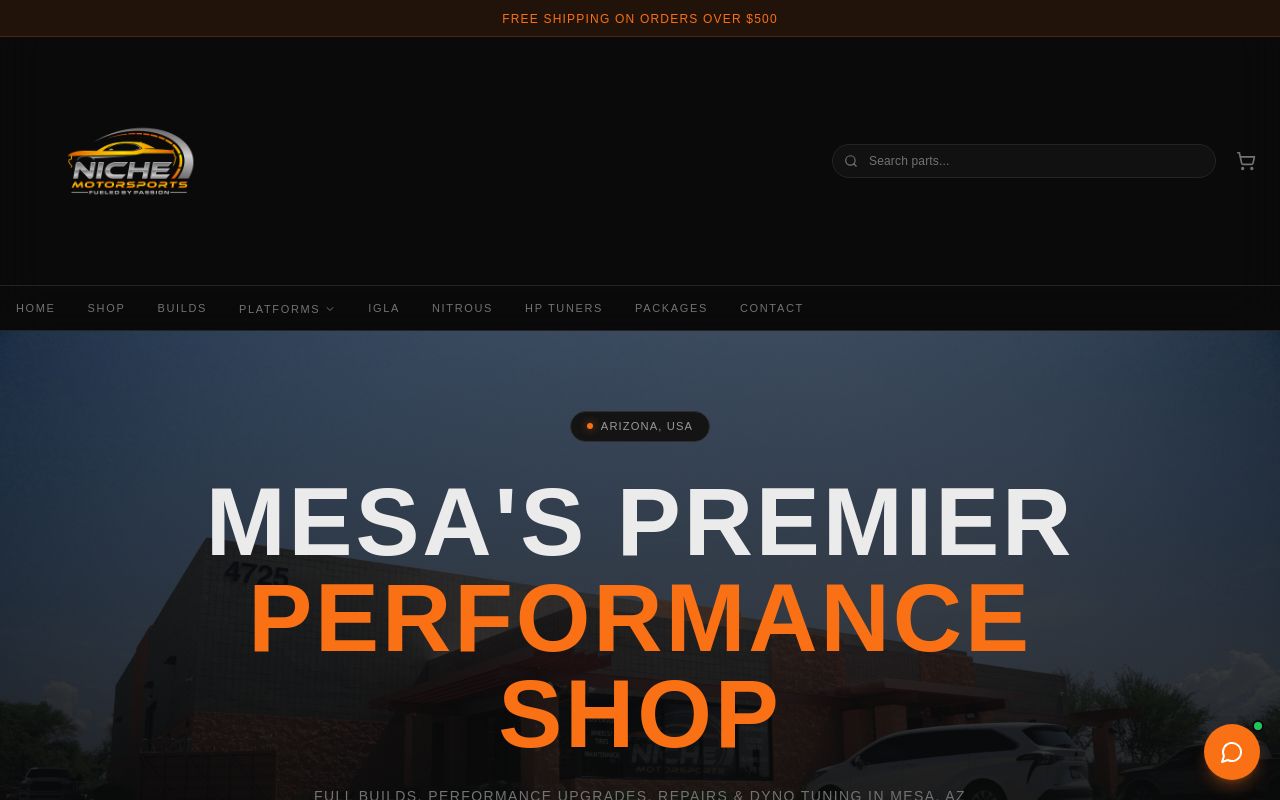 Homepage of Niche Motorsports's website