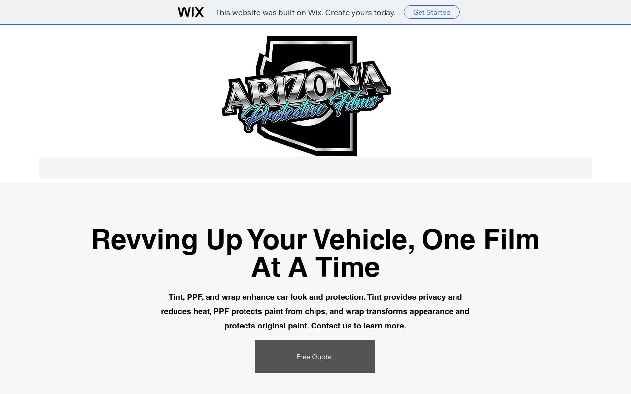 Homepage of Arizona Protective Films's website