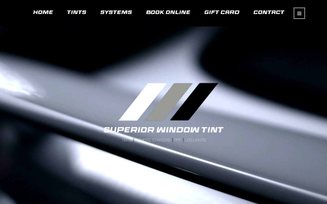 Homepage of Superior Window Tint's website