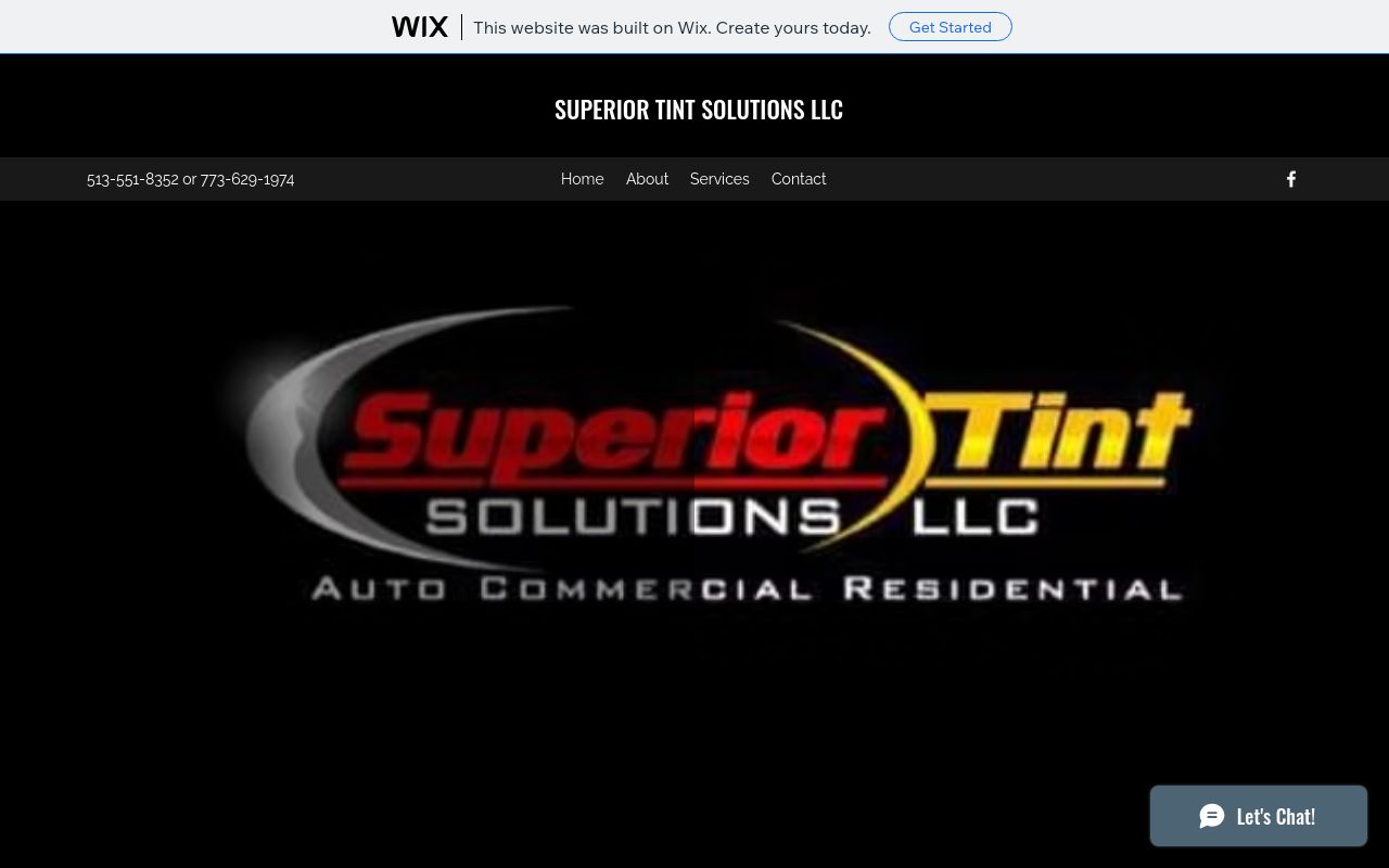 Homepage of Superior Tint Solutions LLC's website