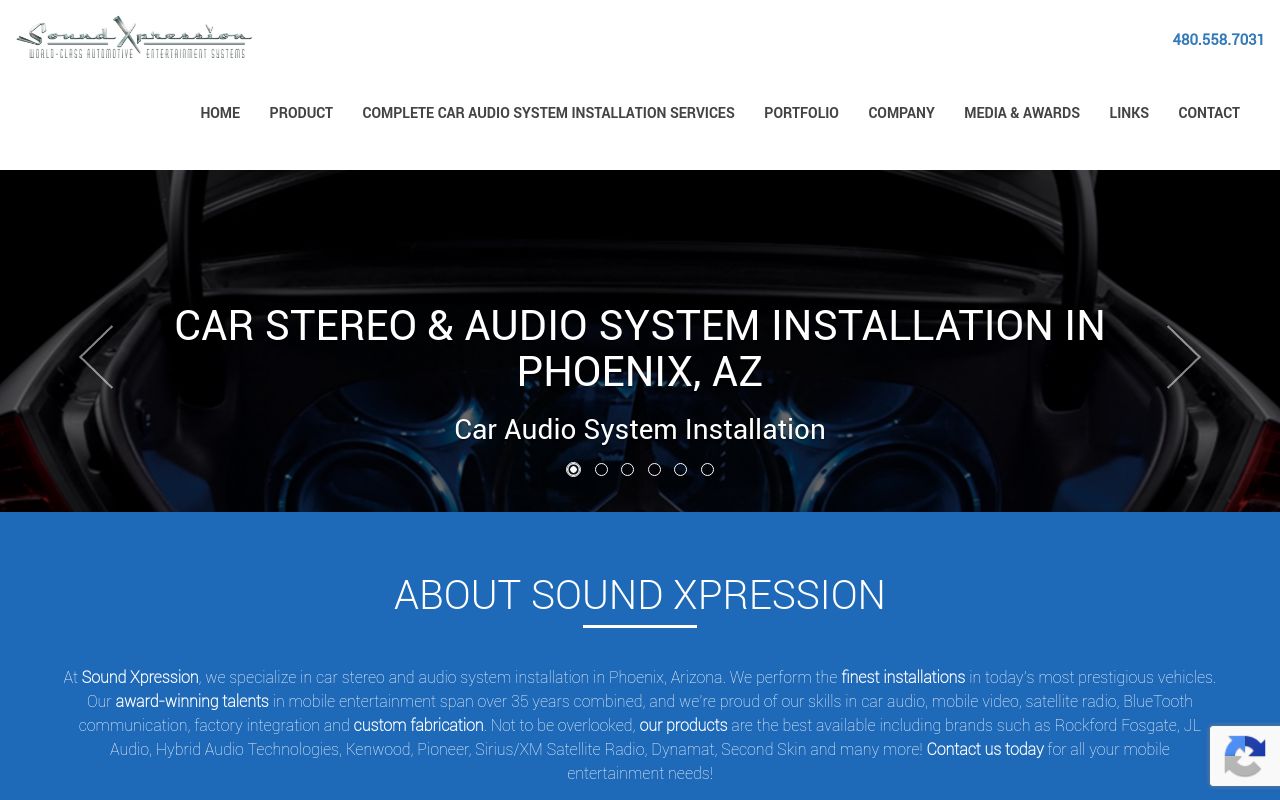 Homepage of Sound Xpression Audio System Installation's website