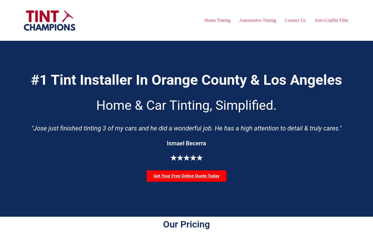 Homepage of Tint Champions - Home Tint and Mobile Window Tint's website
