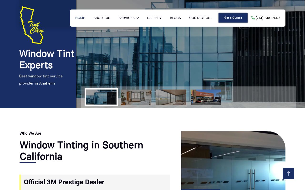 Homepage of California Tint Crew's website