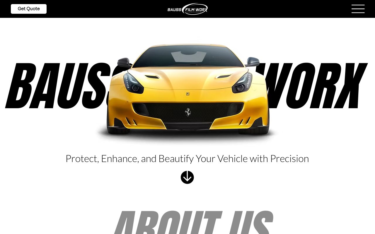 Homepage of Bauss Film Worx's website