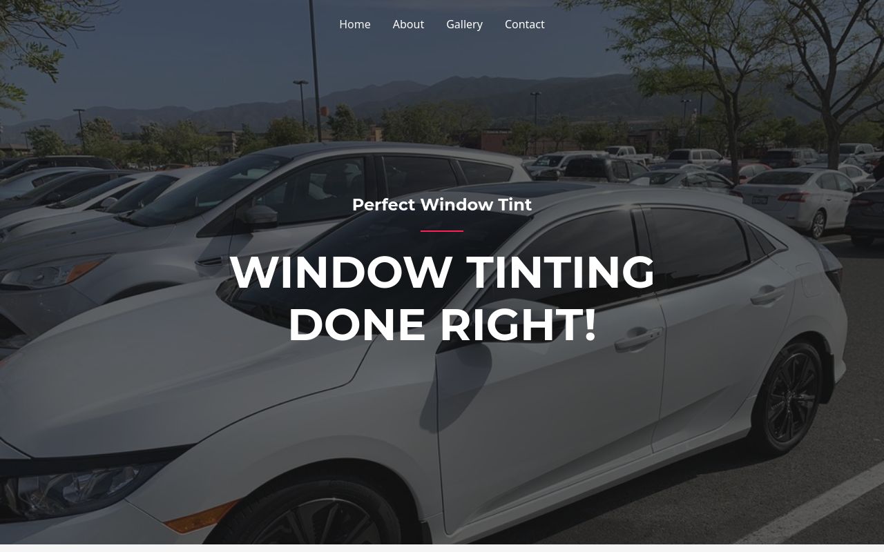 Homepage of perfect window tint Inc.'s website