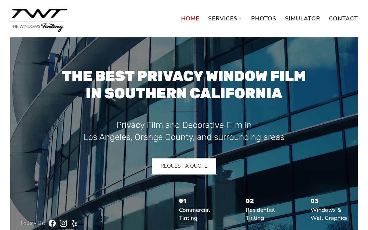 Homepage of The Windows Tinting OC's website