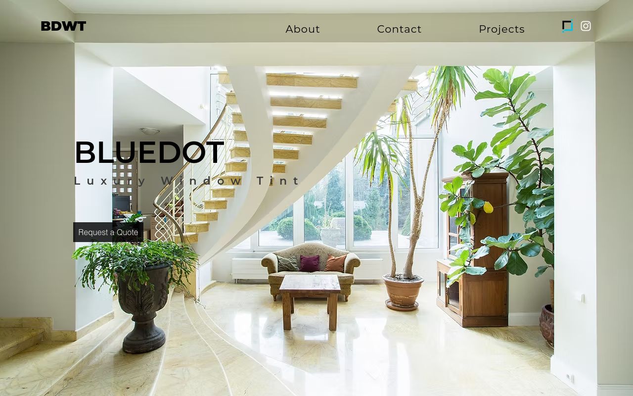 Homepage of Bluedot Window Tint's website
