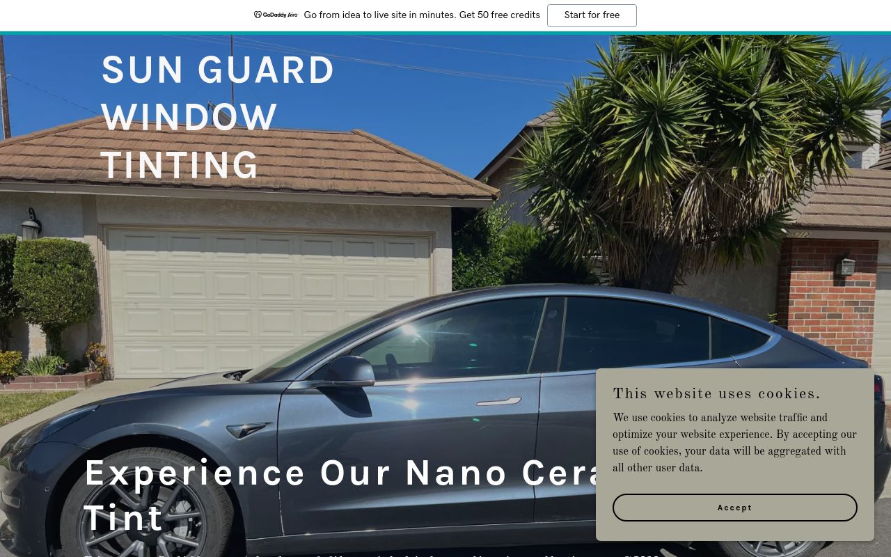 Homepage of Sun Guard Window Tinting's website