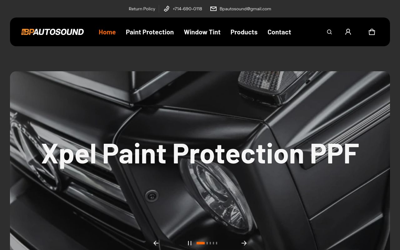 Homepage of BP Autosound's website